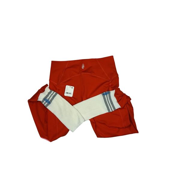 Free People Movement orange High-Rise 7/8 Leggings Sock Cuffs Size S NewWTags - Picture 8 of 10